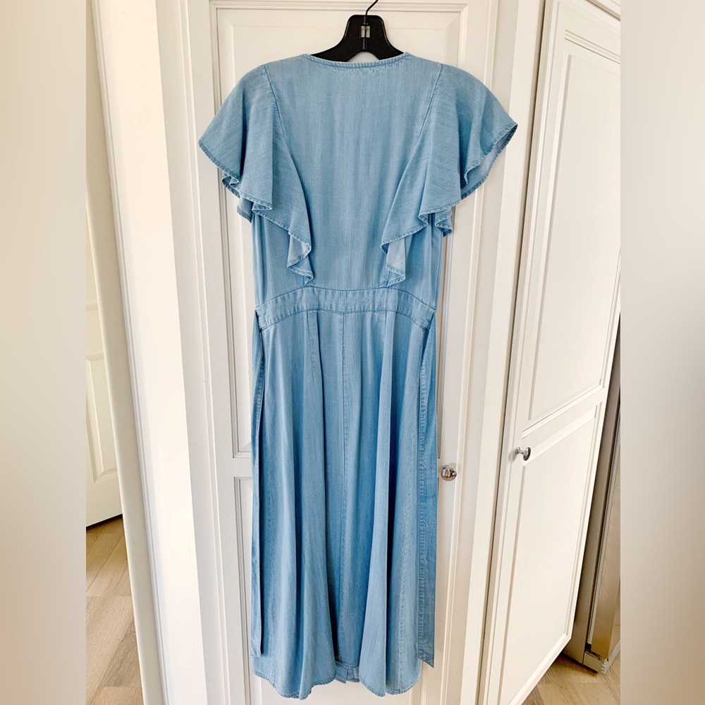 Vince Camuto Women's Blue Ruffled Button Front Chambray Shirt Dress Size… - Picture 5 of 7